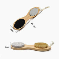 PHOGARY Pumice Stone for Hands and Feet, 4-in-1 Wooden Foot Scrub Brush Removing Hard Corn Dead Skin Callus-Wet Dry Feet Household Nail Cracked Heels Care-Debris Grinding Off Thick and Hard Calluses