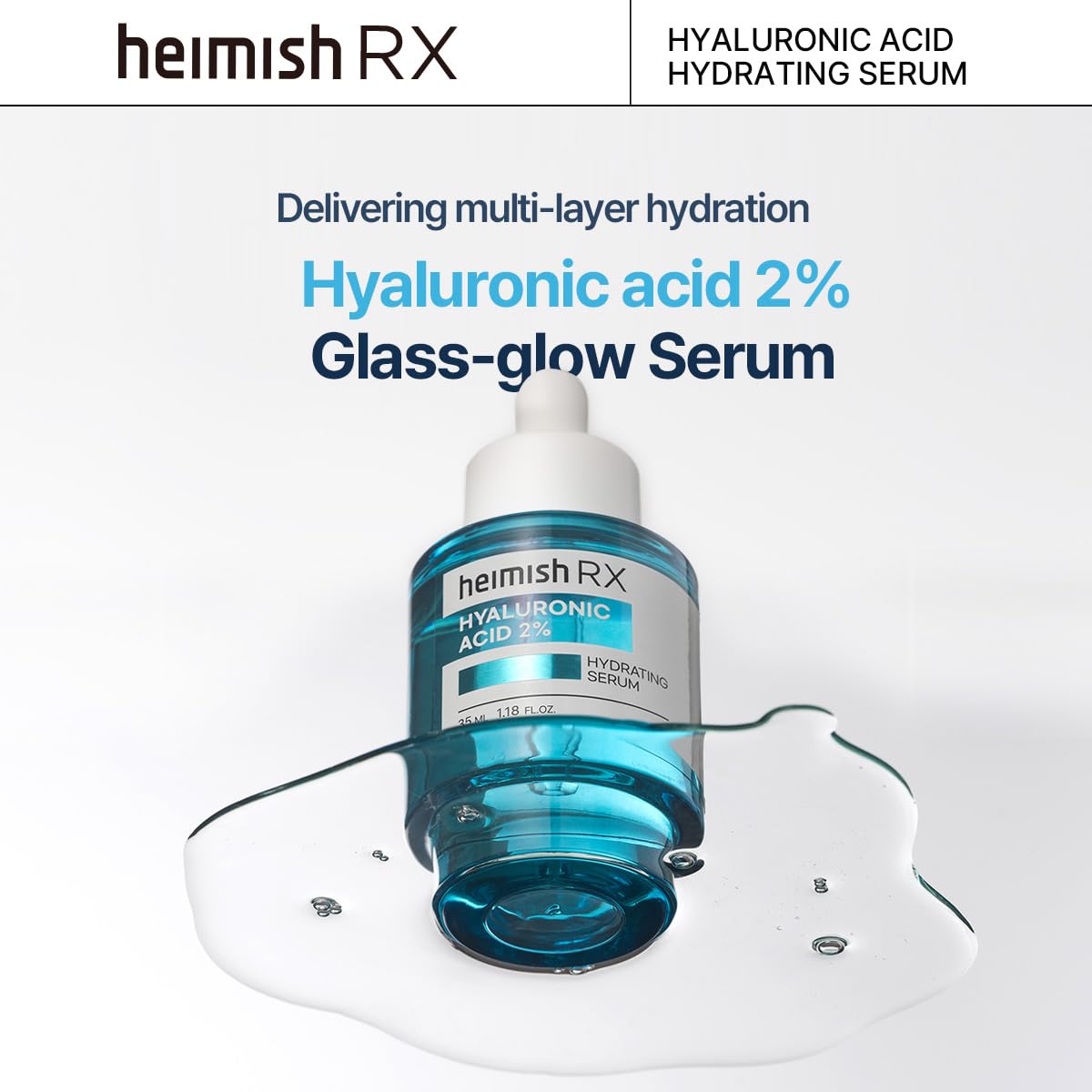 HEIMISH RX Hyaluronic Acid Hydrating Serum - Moisturizing Serum for face, Facial Serum for Sensitive skin, Non-greasy Formula with Hyaluronic Acid 2%, Panthenol, Korean Skincare, 35ml (1.18 fl. oz)
