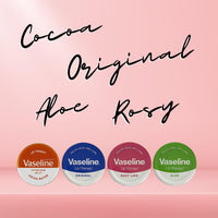 Vaseline Lip Balm - Petroleum Jelly - Lip Therapy - Original, Coco Butter, Alo VeraAnd Rosy 20g Tin - Soothes Dry Lips - Pack Of 4