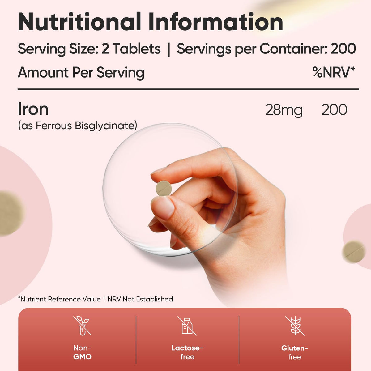 WeightWorld Iron Supplements for Women & Men - 28mg - 400 Tablets (6+ Months Supply) - Highly Bioavailable Ferrous Bisglycinate Form - Non-GMO & Vegan Iron Tablets High Strength - Gentle Formulation