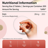 WeightWorld Iron Supplements for Women & Men - 28mg - 400 Tablets (6+ Months Supply) - Highly Bioavailable Ferrous Bisglycinate Form - Non-GMO & Vegan Iron Tablets High Strength - Gentle Formulation