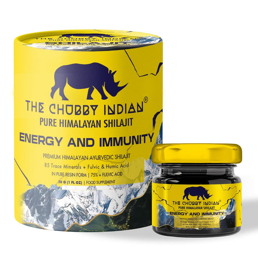 The Chubby Indian® Shilajit Resin, 100% Pure Himalayan Lab Tested 30g, High Fulvic & Humic Acid, Magnesium Supplements, Melatonin, Electrolytes, Shilajit, Vitamin D, Natural Vitality Booster, 1 Box
