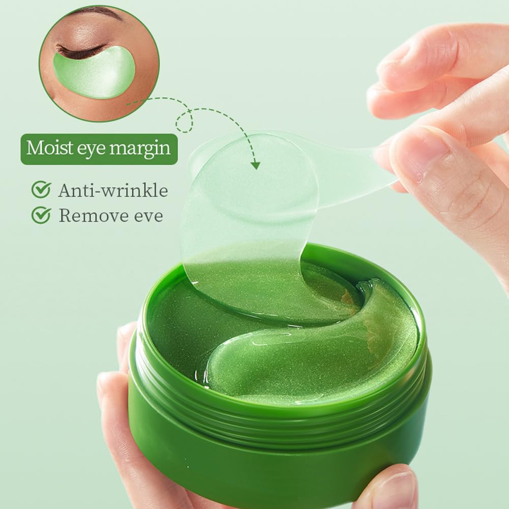 QEEROYO Aloe Vera Eye Patches, Under Eye Patches, Aloe Vera Cooling Eye Masks, Under Eye Masks, Aloe Vera Eye Bags Remover, Aloe Vera Eye Masks, Aloe Vera Under Eye Treatment Masks, 60Pcs