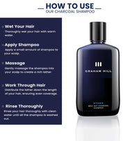 GRAHAM HILL Stowe Wax Out Charcoal Shampoo for Men - Detoxifying Mens Shampoo (250ml), Ideal for Oily Hair Shampoo with Natural Ingredients, Reduces Dandruff and Promotes Healthy Hair Growth