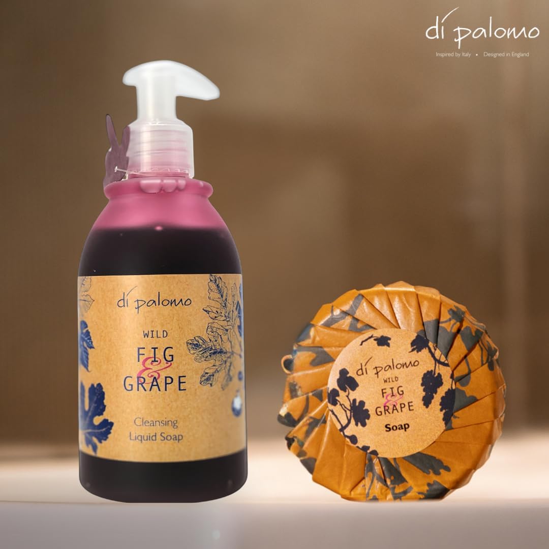 Di Palomo Vegan Wild Fig & Grape Liquid Soap 240ml - Luxury Hand Wash Italian Hand Soap Dispenser Skin Body Care Antibacterial Handwash Gifts for Women Hand Wash Gift Present