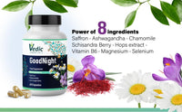 Saffron + Chamomile + Ashwagandha + Melatonin alternative Natural Sleep Aid | Quick and Good night sleep | Vegan, Halal, Gluten-free | 60 nights | Vedic Essentials