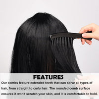 Deyixinup 2 PCS Jumbo Rake Comb Long Wide Tooth Rake Handle Hair Comb Plastic Afro Shower Comb for Long Curly Thick Wet Dry Hair Styles Girls Women Men Barber Salon