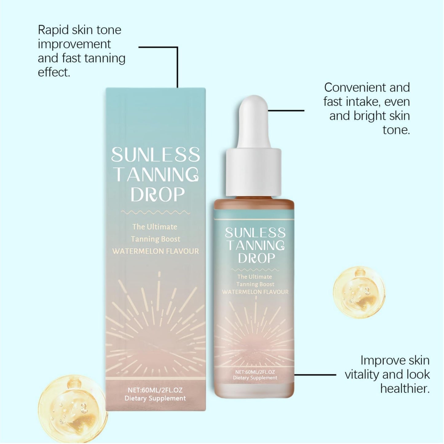 60ml Sunless Tanning Drops,Body Face Tanning Drops,Tanning Dro/ps Self Tanner,Tanning Moisturiser for Body & Face,Tanning Oil,Enhances Natural Tan,Tann/ing Accelerator,Tanning Gel,Self Tan/ning Lotion