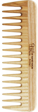TEK - Small Comb with Sparse Teeth in Ash Wood Handmade in Italy, for Wavy or Curly Hair - 14 x 4.5 cm