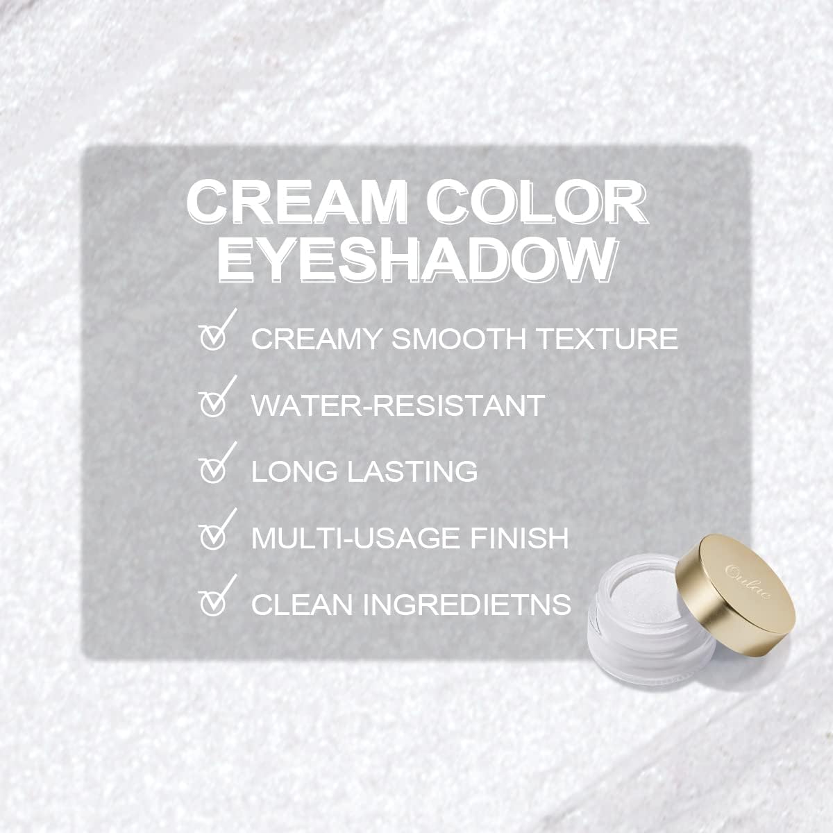 Oulac Glitter Eyeshadow for Highlighter Makeup - White Eyeshadow with Waterproof Formula | Up to 12 Hours Wear | Creates Eye-Catching Eye Make-up, Vegan, 12g, (01) Crystal Rain