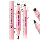 Noerrors 2PCS Freckle Stamp Pen for Natural Lifelike Faux Freckle, 2 in 1 Freckle Stamp Eyeliner and Soft Dot Spot Pen, Waterproof Long Lasting Fake Freckles Marker for Sunkissed Makeup #Light Brown