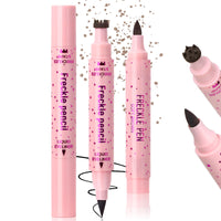 Noerrors 2PCS Freckle Stamp Pen for Natural Lifelike Faux Freckle, 2 in 1 Freckle Stamp Eyeliner and Soft Dot Spot Pen, Waterproof Long Lasting Fake Freckles Marker for Sunkissed Makeup #Light Brown