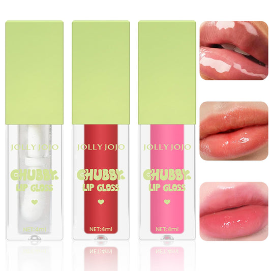 Leogony 3PCS Fat Oil Lip Gloss, Long Lasting Moisturizing Fat Oil Lip Gloss, Glitter Plumping Fat Lip Oil Set