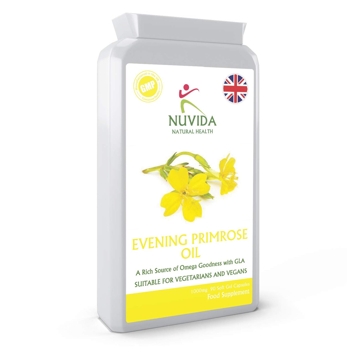 NUVIDA NATURAL HEALTH Evening Primrose Oil Capsules 1000mg / 90 Evening Primrose Capsules/Premium GLA Supplement/Vegan and Vegetarian Friendly