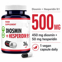 Hepatica Diosmin & Hesperidin 500mg | Diosmin 450mg & Hesperidin 50mg | Bioflavonoid Complex | 60 Vegan Capsules | 2-Month Supply | 3rd Party Lab Tested