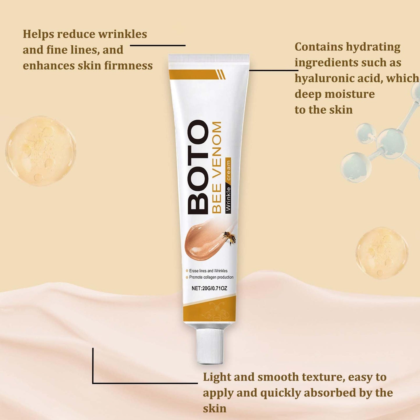 2PCS Bee Veno-m Face Creams for Skin Firming, Hydration & Moisturization - Soothing Moisturizer for Dry Skin