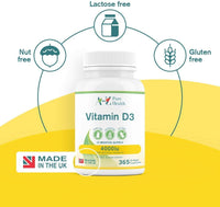 Premium High Strength Vitamin D3 4000iu Supplement | 365 Easy to Swallow Softgel Capsule | One a Day, Year Supply | Supports Healthy Bones, Teeth, Muscle and Immune System | UK Made