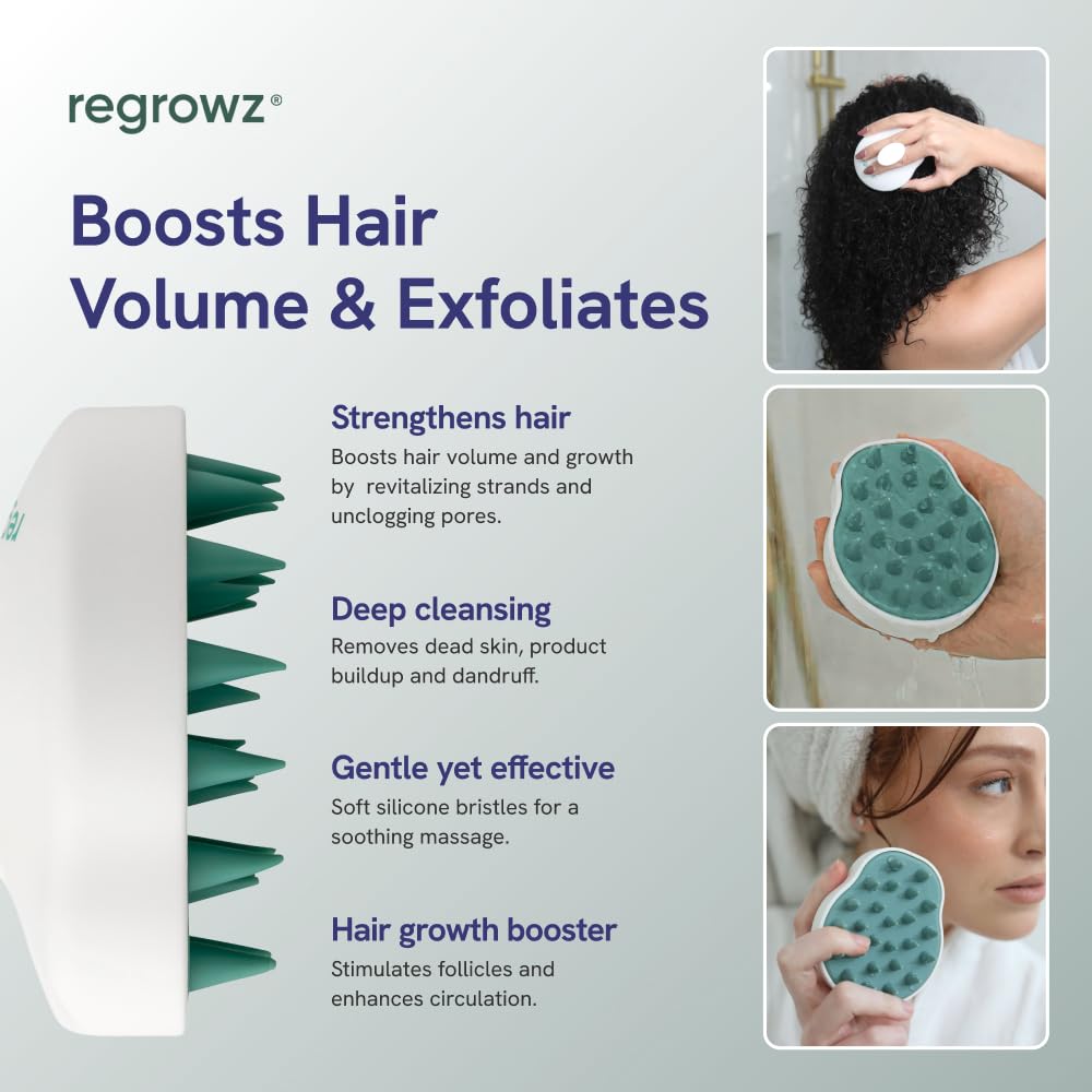 Regrowz Refresh & Balance Kit – Sulphate-Free Shampoo & Conditioner Set with Scalp Massager – Thickening Shampo, Volume Conditioner & Massage Brush, Scalp Treatment for Men & Women | Hair Care Bundle