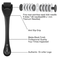 Dr.roller Microneedling Roller, Derma Roller Hair Growth Women, 540 1mm Titanium Beard Roller for Men, Beard Growth Roller, Dermaroller for Stimulate Beard and Hair Growth
