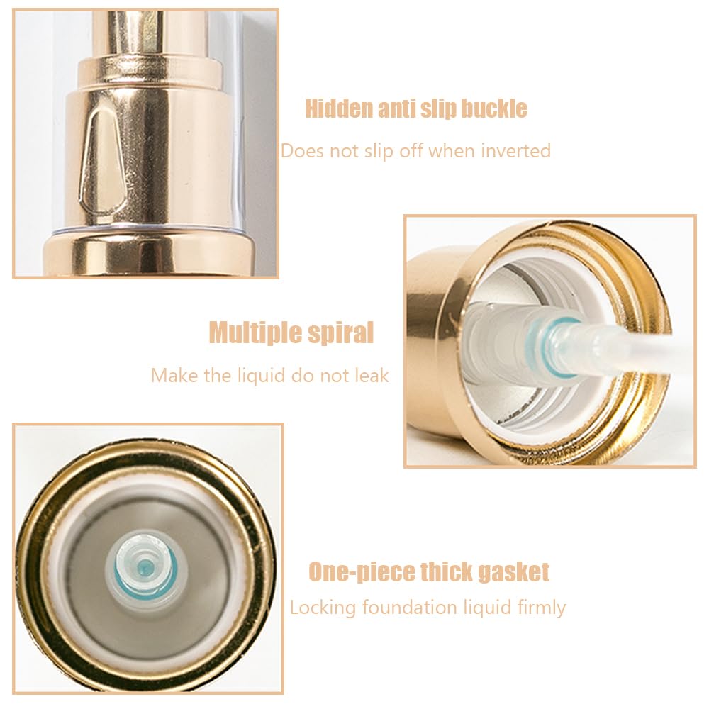 JiuRuLia 4 Packs Foundation Pump Replacement Gold Cosmetic Liquid Pump Plastic Air-less Makeup Pump for Estee Lauder Double Wear Foundation Bottles