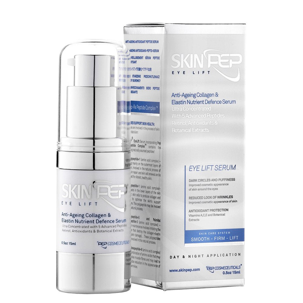 Eye Lift Encapsulated Growth Factor (EGF, FGF, TGF) Eye Serum - Skin Moisturisers + Retinol + Hyaluronic Acid Serum + Vitamin C + Peptides - Korean Inspired Youthful Skin By SkinPep (15ml)