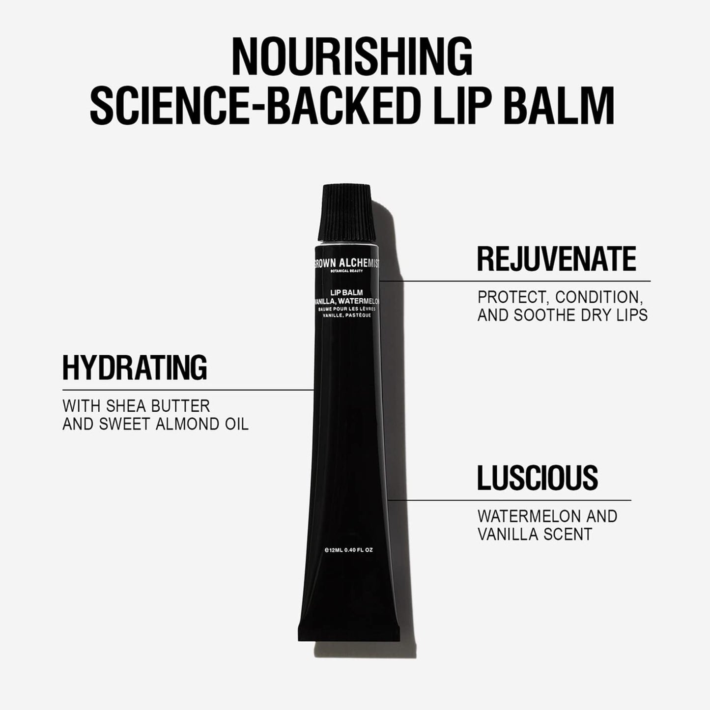 Grown Alchemist Lip Balm: Vanilla, Watermelon - Nourishing Lip Treatment Balm - Vitamin-Enriched for Soothing and Recovery - Absorbs Quickly - 12mL