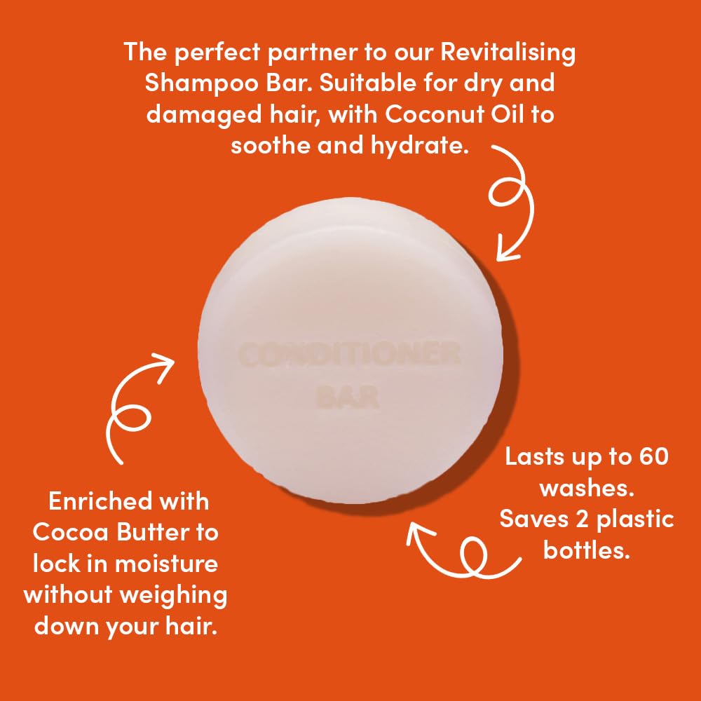 grüum Revitalising Hair Conditioner Bar 50g - SLES, EDTA & Paraben Free Conditioner Bar for Hair Lasts up to 60 Washes - Plant-Based Vegan Solid Conditioner Bar for Hair