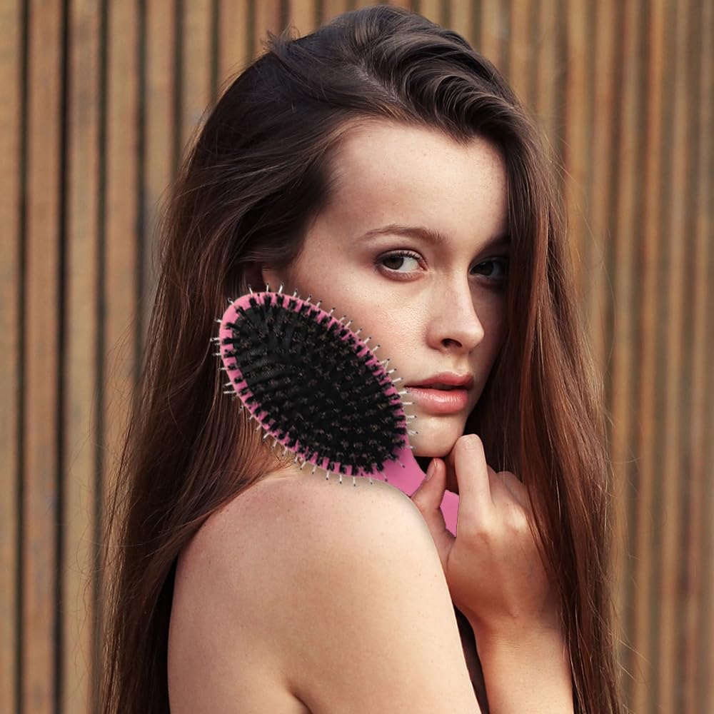 YNGMEIYER Ultimate Hair Extension Brush Boar Bristle Paddle Hairbrush Soft Cushion Hair Brush for Long Thick Curly Hair Reducing Hair Breakage and Frizz