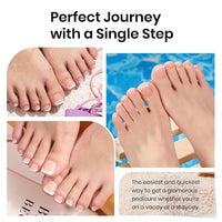 ZDHSOY 24Pcs French Tip Press on Toenails - Short Square Pink Fake Toe Nails/White French Tip False Toenails Acrylic Full Cover Press ons Toenails for Pedicure Decorations