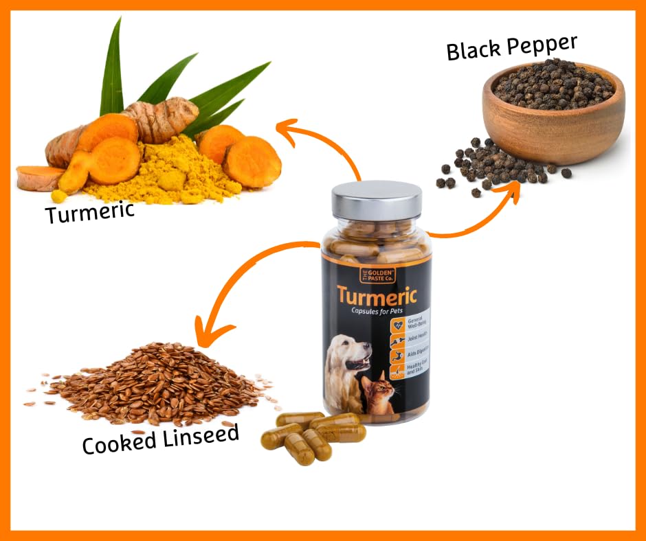 The Golden Paste Co. The Golden Paste Company - Natural Premium Turmeric for Dogs - 90 Capsules - Dog Supplements for Pet Joint Care, Wellness & Digestion - Joint Supplements for Dogs - Advanced Dog Joint Supplements