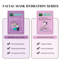 6Pcs Sheet Masks，Hydrating Face Mask Set for Teenage Girls，Face Mask Skincare，Moisturising and Firming Nourishing Face Masks - Soothing Sheet Face Mask