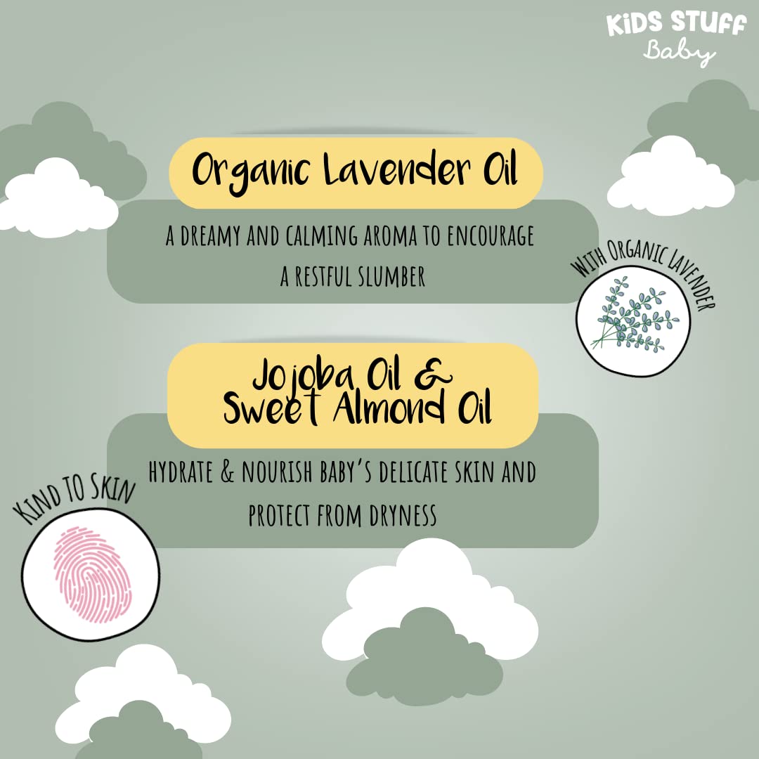 Kids Stuff Baby | Baby Oil 100ml | 100% Natural | Organic Lavender Oil | Suitable for Newborn Skin | Dermatologically & Paediatrician Approved | Kind to Sensitive Skin | Vegan | Cruelty-Free