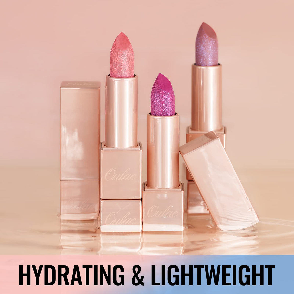 Oulac Pink Shimmer Lipstick for Women-Moisture Tinted Lip Balm for Dry Lips, Glitter Surface, Creamy Formula, Hydrating & Smooth, Infused with Shea Butter, Vegan, Clean Beauty (PG05) Mystical