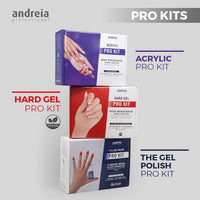 Andreia Professional Hard Gel Nail Kit PRO with Hard Gel Clear, French Builder White, Ultrabond Nail Primer, Top Coat, Extra Glow, Prep Clean Cleanser, Washable Nail File, Towel & Gel Builder Brush