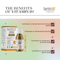 SunVit-D3 Vitamin D3 3000IU Oral Solution - Vitamin D for Kids | Cholecalciferol Vitamin D Drops Baby | Supports Bone, Teeth, Muscle & Immune System | Vitamin D Drops for Kids (50ml Orange Flavor)