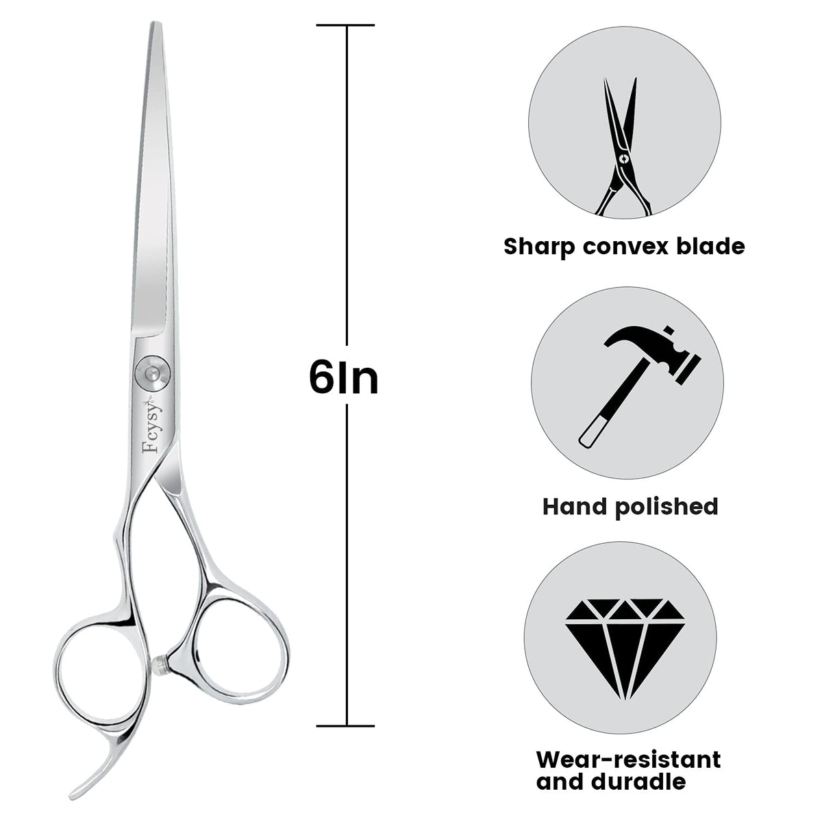 Left Handed Hairdressing Scissors Hair Scissor，Fcysy Professional Sharp Left Hand Barber Scissors 6” Lefty Hair Cutting Scissors, Hairdresser Scissors Salon Haircut Scissors Hair Shears for Women Men