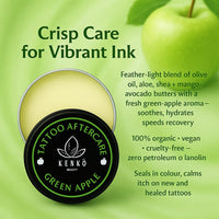 Kenko Beauty Tattoo Aftercare 30g | Keeps Tattooed Skin Hydrated & Bacteria Free! | Vegan and Organic Tattoo Cream (Green Apple)