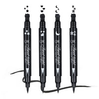 Yuccer Star Heart Eyeliner Stamp Waterproof Liquid Eyeliner Pen Black Long Lasting Double Ended Eyeliner Pencil Make Up Eye Liner (Star+Moon+Heart+Flower)