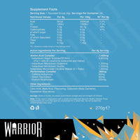 Warrior Supplements Warrior Amino Blast BCAA Powder Amino Acids 270g - Energy Burst 30 Servings, P33877
