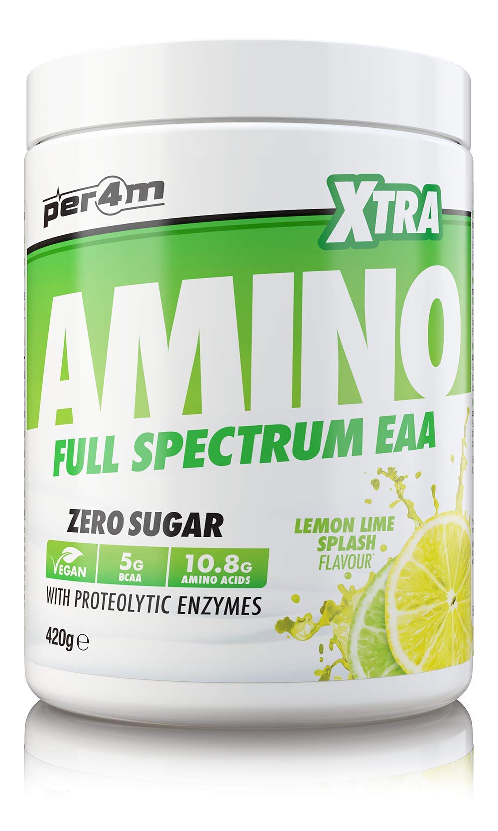 per4m Per4m EAA Xtra/Amino Xtra | 30 Servings of Full Spectrum EAA with Proteolytic Enzymes | Vegan Friendly | Zero Sugar Amino Acid (Lemon Lime Splash, 420g)