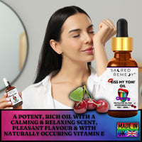 Kiss My Yoni Oil CHERRY Premium Body Lotion Rub. Non-Sticky, 30ml, Massage Oil. Vegan, Natural, Organic, Non-Toxic.
