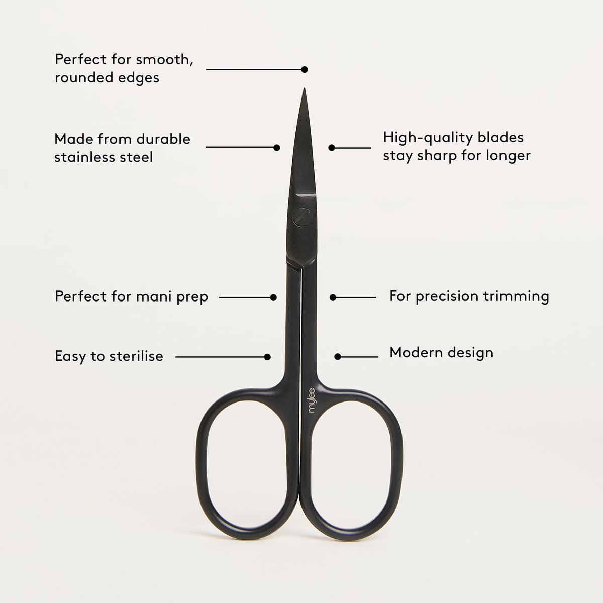 MYLEE Mylee Curved Edge Nail Scissors – Professional, Sleek, Matte Black