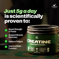 Kendal Mint Co. KMC Creatine Monohydrate Powder, 100% Pure UK Made, 300g, 60 Servings, 5g serving, Unflavoured, Easy Mix, Vegan Gluten Free -Supplement for performance, strength workouts & cognition by Kendal Mint Co