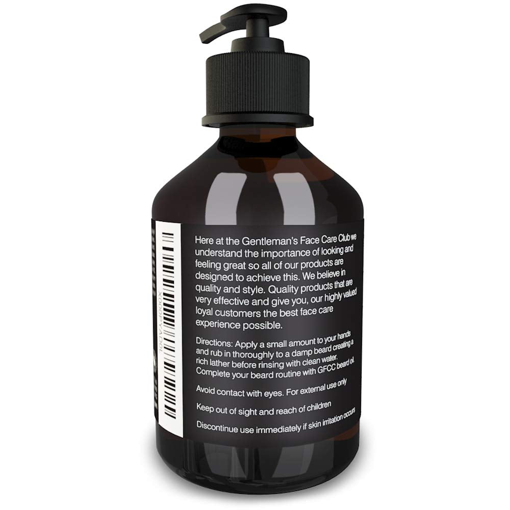 Gentlemans Face Care Club Beard Shampoo - Vegan Friendly Beard Wash & Conditioner For Men - Gently Nourish + Boost Growth With 200ml Organic Beard Softener For Men
