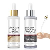 Samkeen Rice Ampoule Set, Black & White Rice Facial Exfoliator Water, Exfoliating Toner, Exfoliating Facial Scrub, Gentle Double Effect Scrub, Shrink Pores, Remove Blackheads