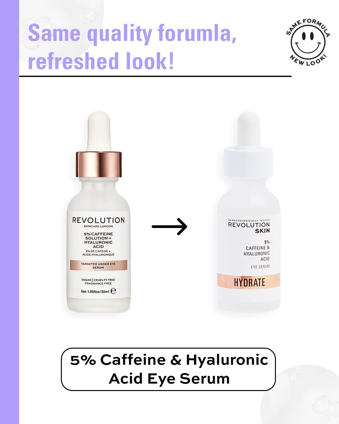 Revolution Beauty London Revolution Skincare London 5% Caffeine and Hyaluronic Acid Under Eye Serum, Reduces Dark Circles Puffiness, Vegan Cruelty-Free, 30ml