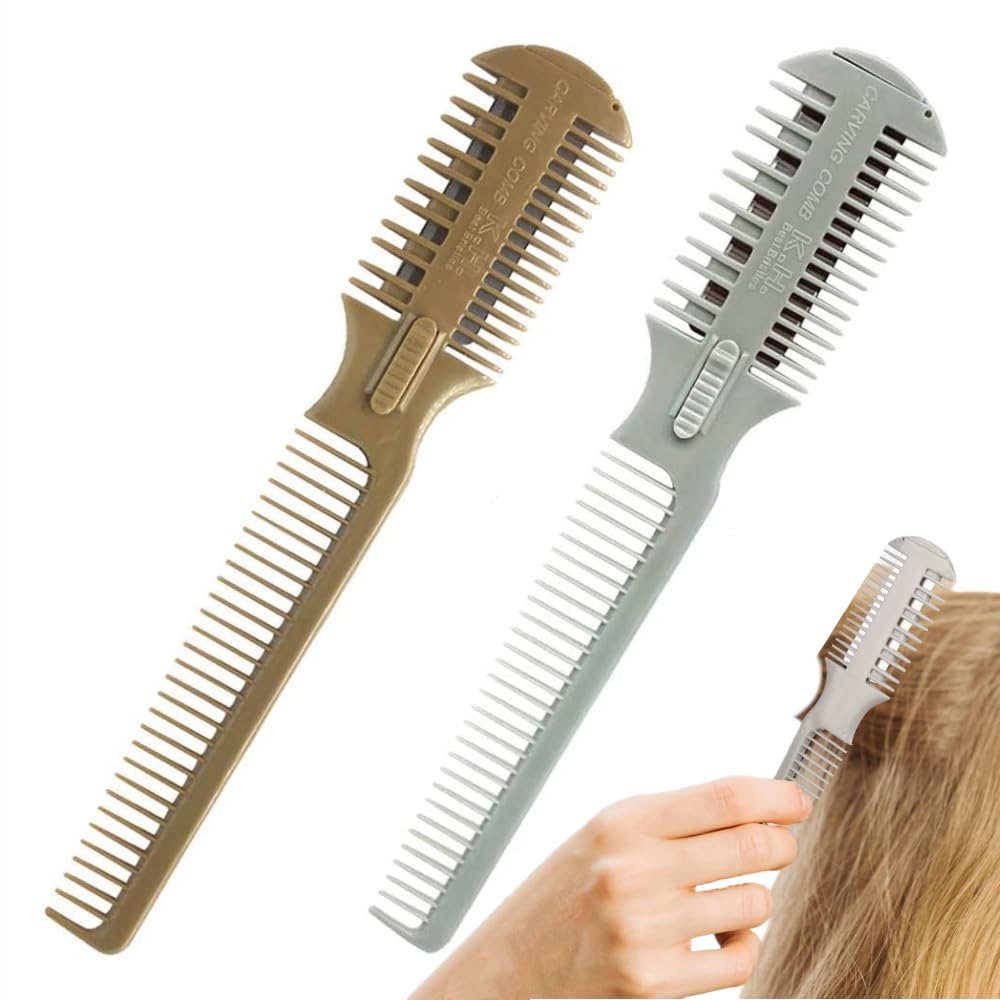 KAEGOUSY 2-in-1 Dual Side Hair Thinning Comb Razor Dual Side Hair Thinning Comb Hair Razor Comb Hair Cutter Comb for Hair Cutting and Styling