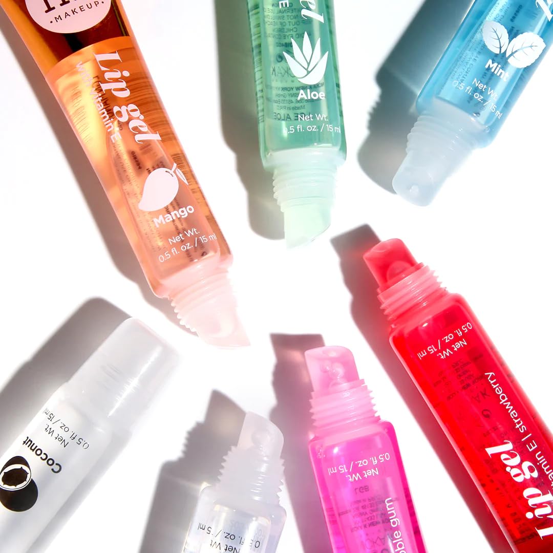 NK lip gloss gel 15ml Vitamin E, Shiny, Nourishes, Rosehip, Chery, Mint and Argan flavoured by Nicka K (Multi Pack Of 4).