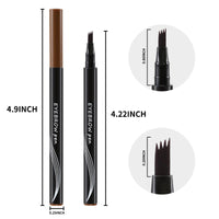 QIAWES Waterproof Eyebrow Pen - Micro Tip Eyebrow Pencil, Liquid Eyebrow Fork Tip Pen, Microblading Eyebrow Pen, Creates Natural 3D Eyebrow Hair, Long Lasting (Black)