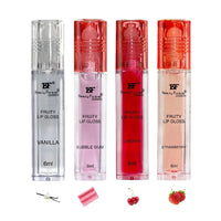 BF Beauty Forever Beauty Forever Fruity Roll on Lip Gloss, Moisturising & Hydrating, Available in 4 Flavours, 6ml each (Pack of 4)